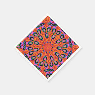 Mandala Retro Orange Hipster Decor Serviette