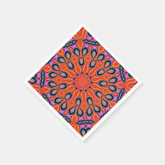 Mandala Retro Orange Hipster Decor Serviette (Ecke)