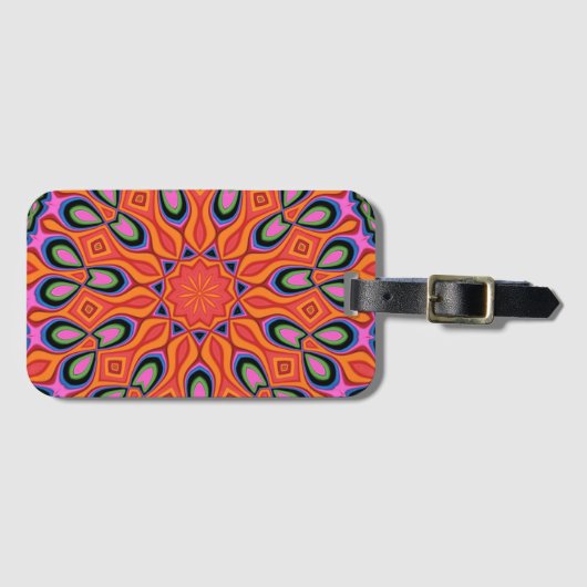 Mandala Retro Orange Hipster Gepäckanhänger (Vorderseite (Horizontal))