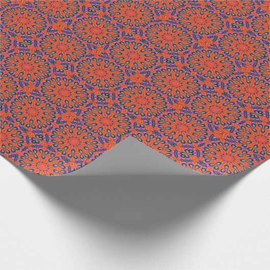 Mandala Retro Orange Hipster Geschenkpapier (Ecke)