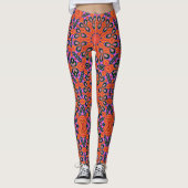 Mandala Retro Orange Psychedelic Yoga Leggings (Vorderseite)