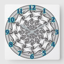Mandala-Rolle-Uhr Quadratische Wanduhr