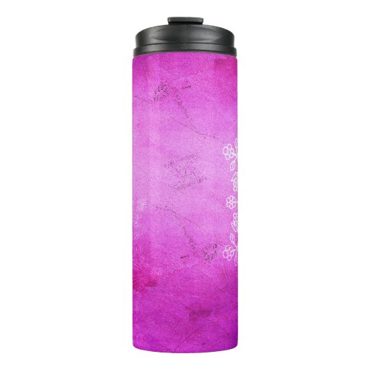 Mandala rosa Design Meditation zen Thermosbecher (Vorderseite)
