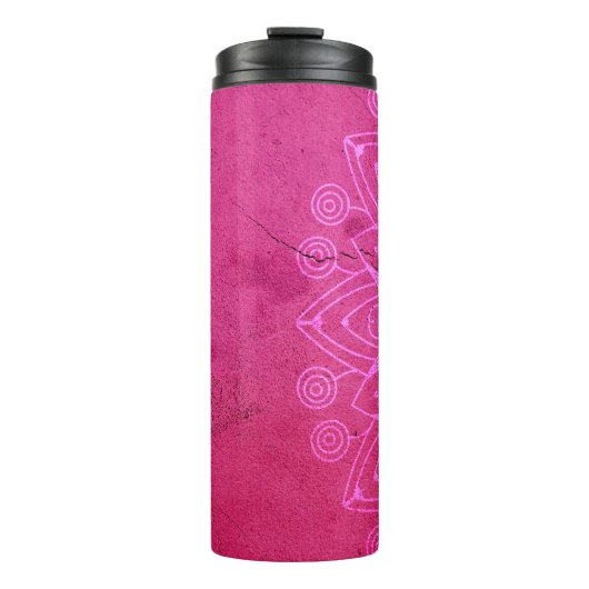 Mandala rosa Hintergrund dekoriert Thermosbecher (Vorderseite)