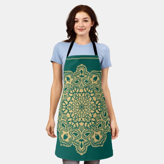 Mandala Rosette Retro Hippie Boho Chic Bohemisch Schürze (Getragen)