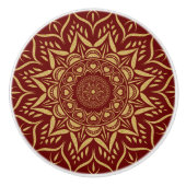 Mandala Roter Hintergrund Keramikknauf (Vorderseite)