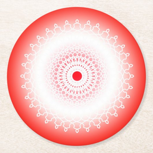Mandala rouge runder pappuntersetzer (Vorderseite)