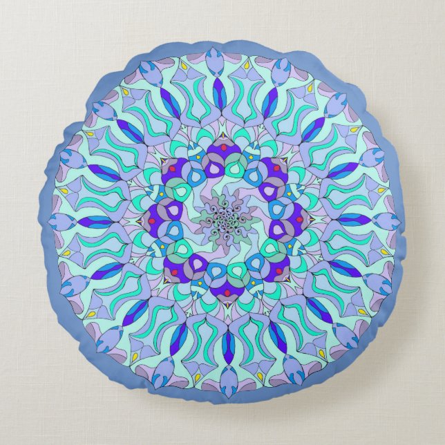 Mandala Round Floor Cushion Rundes Kissen (Vorderseite)