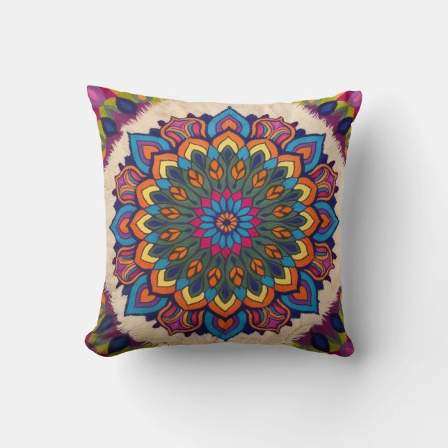 Mandala Rug Pillows: Wo sich das persische Handwer Kissen (Vorderseite)