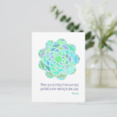 Mandala Rumi Joy Quote Postkarte (Stehend Vorderseite)