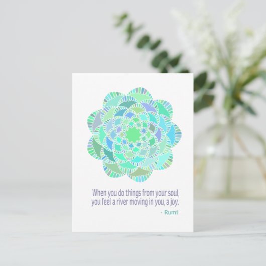 Mandala Rumi Joy Quote Postkarte (Stehend Vorderseite)