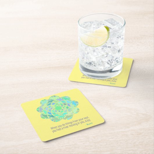 Mandala Rumi Joy Quote Rechteckiger Pappuntersetzer (Vor Ort)