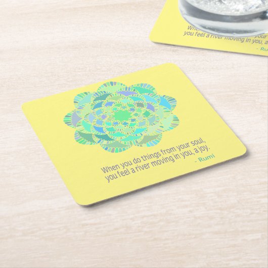 Mandala Rumi Joy Quote Rechteckiger Pappuntersetzer (angewinkelt)