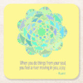 Mandala Rumi Joy Quote Rechteckiger Pappuntersetzer (Vorderseite)