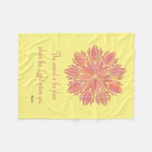 Mandala Rumi Wound Zitat Fleecedecke (Vorderseite (Horizontal))