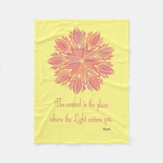 Mandala Rumi Wound Zitat Fleecedecke (Vorderseite)