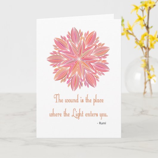 Mandala Rumi Wound Zitat Karte (Gelbe Blume)