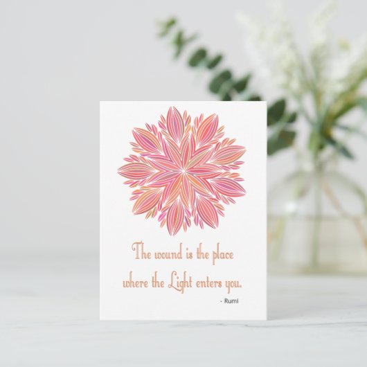 Mandala Rumi Wound Zitat Postkarte (Stehend Vorderseite)