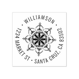 Mandala | Runde Familienname Rücksendeadresse Gummistempel