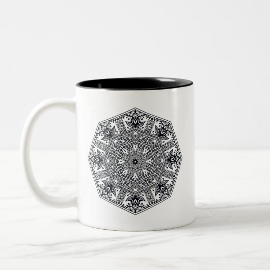 Mandala-runde Verzierung Zweifarbige Tasse (Links)