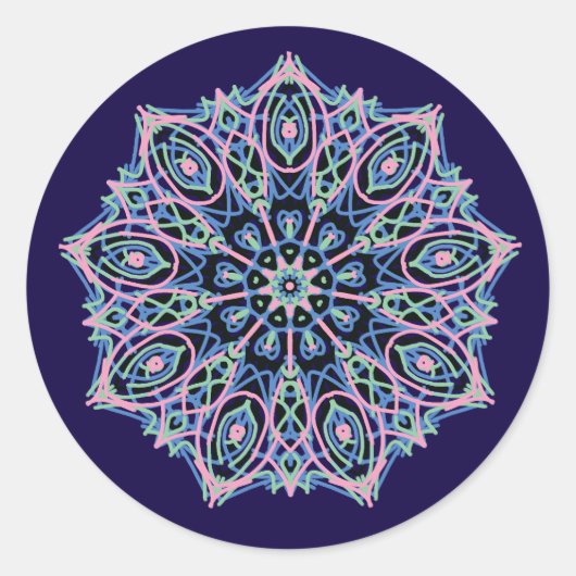 Mandala. Runder Aufkleber (Vorderseite)
