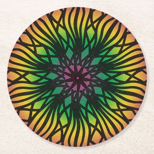 Mandala Runder Pappuntersetzer (Vorderseite)