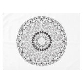 Mandala. Rundes orientalisches Schwarzweiss-Muster Tischdecke (Vorderseite (Horizontal))