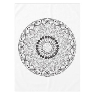 Mandala. Rundes orientalisches Schwarzweiss-Muster Tischdecke