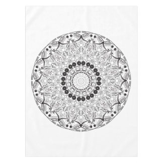 Mandala. Rundes orientalisches Schwarzweiss-Muster Tischdecke