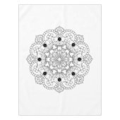 Mandala. Rundes orientalisches Schwarzweiss-Muster Tischdecke (Vorderseite)