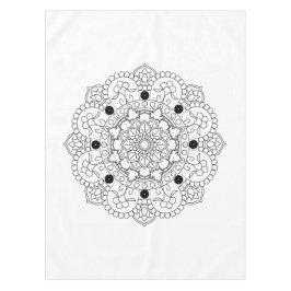 Mandala. Rundes orientalisches Schwarzweiss-Muster Tischdecke