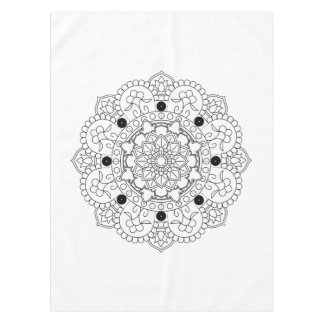 Mandala. Rundes orientalisches Schwarzweiss-Muster Tischdecke
