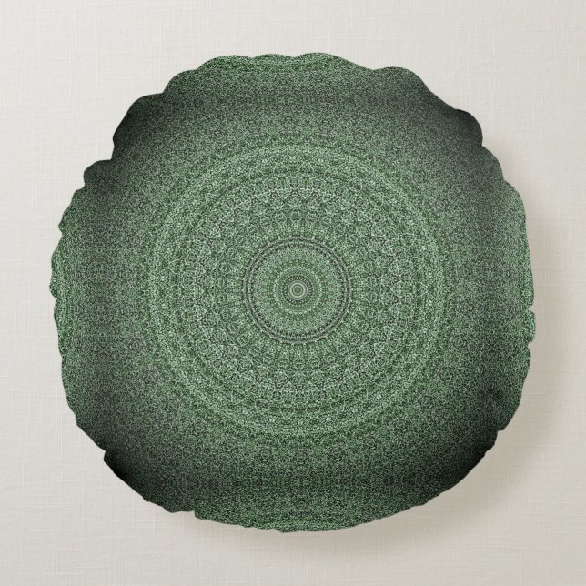 Mandala Sage Green - HAMbWG Rundes Kissen (Vorderseite)
