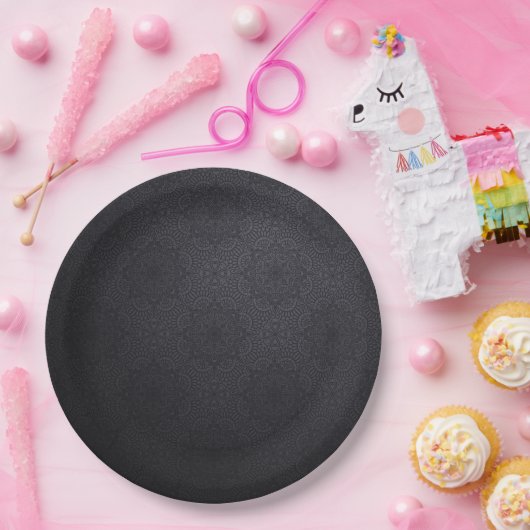 Mandala, schwarz pappteller (Party)