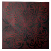 Mandala schwarz-romantische Keramik Fliese (Vorderseite)