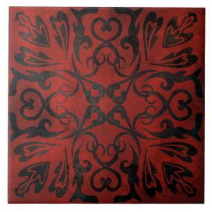 Mandala schwarz-romantische Keramik Fliese