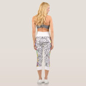 Mandala schwarz-weiß+farbige Streifen Spaß Capri Leggings (Rückseite)