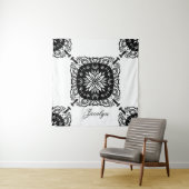 Mandala Schwarz-weiß Floral Name Tapestry Wandteppich (Beispiel)