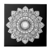 Mandala Schwarz-Weiß-Keramik Tile Fliese (Vorderseite)