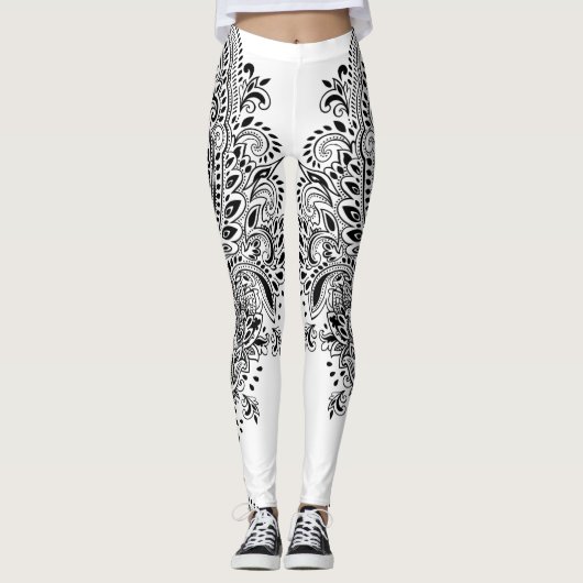 Mandala, schwarz-weiß leggings (Vorderseite)