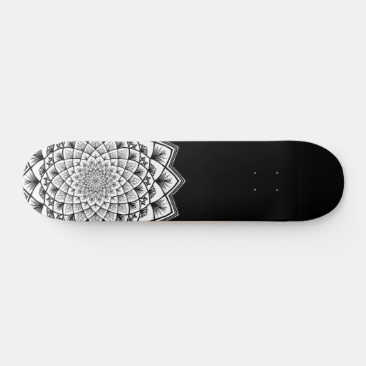 Mandala Schwarz-Weiß-Muster Skateboard (Horizontal)