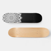 Mandala Schwarz-Weiß-Muster Skateboard (Horizontal)