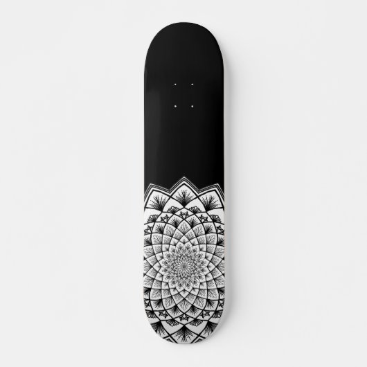 Mandala Schwarz-Weiß-Muster Skateboard (Vorne)