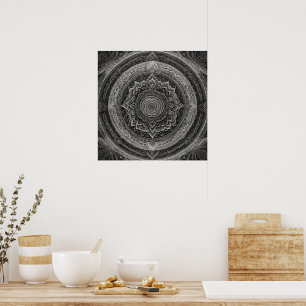 Mandala schwarz-weiß poster