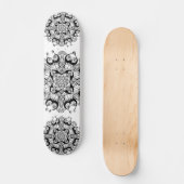"Mandala" Schwarz-Weiß-Skateboarddesign Skateboard (Vorderseite)