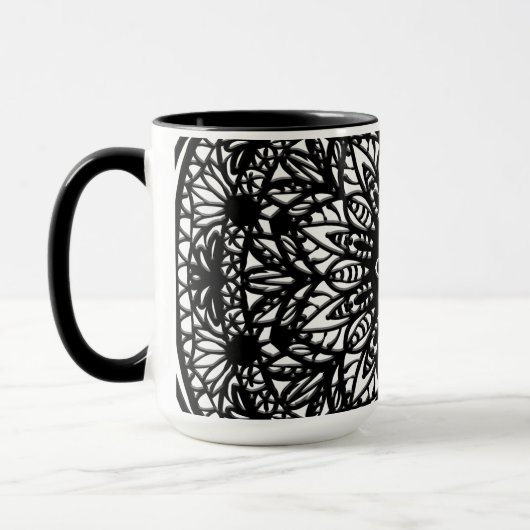 Mandala schwarz-weiß tasse (Links)