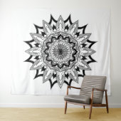 Mandala schwarz-weiß wandteppich (Beispiel (Horizontal))
