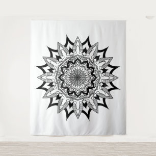 Mandala schwarz-weiß wandteppich
