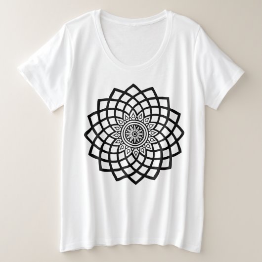 Mandala Schwarz-weiß Women's Plus-Size-T - Shirt (Design vorne)