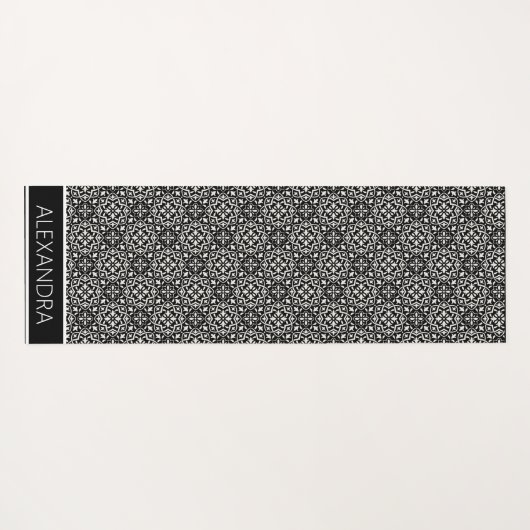 Mandala Schwarz-weißer Mustername Personalisiert Yogamatte (Rückseite (Horizontal))